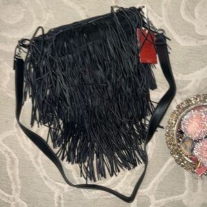 NWT🌷MOSSIMO🌷Black fringed vegan leather bag